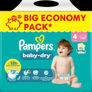 Windeln Baby Dry Gr.4 Maxi (9-14 kg), Big Pack, 62 St