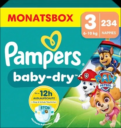 Windeln Baby Dry Gr.3 (6-10 kg) Paw Patrol, Monatsbox, 234 St