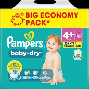 Windeln Baby Dry Gr.4+ Maxi Plus (10-15 kg), Big Pack, 56 St