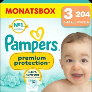 Windeln Premium Protection Gr. 3 Midi (6-10 kg), Monatsbox, 204 St